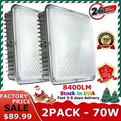 2 Pack LED Canopy Light 70WAC100-130VAC175-400W MH/HPS/HID ReplacementUS Ship • $88.01