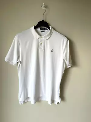 POLO RALPH LAUREN T-SHIRT White Top Short Sleeve Pima Soft Touch XL • £16.50