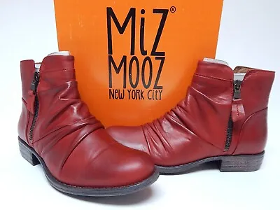 Miz Mooz Lucy Size EU 37 W (US 6.5-7 W WIDE) Women's Leather Ankle Booties Red • $79.99