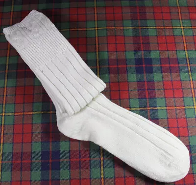 New Scottish Gents Kilt Hose Socks - Scottish Wool Blend - Cream - 3 Sizes • $12.45