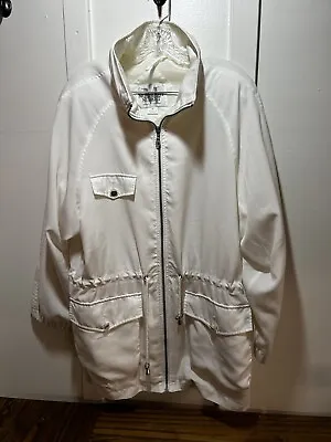 Vintage Mulberry Street 90’s Full Zip Jacket Waist Cinch White Size Medium Women • $25