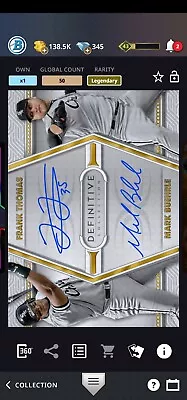 Topps Bunt DIGITAL 2022 Definitive Dual Frank Thomas Mark Buehrle Legendary • $8