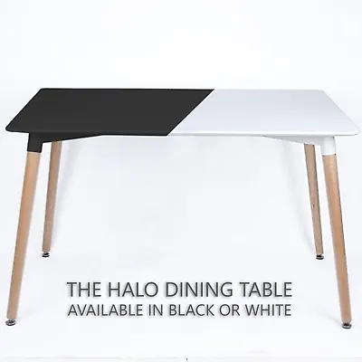 £89 • Buy Halo Dining Table Black Halo White Retro Design DA DS Beech Wood Legs Office