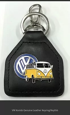 Genuine Australian Made Leather Keyring/Fob - VW Kombi - Yellow/White • $18