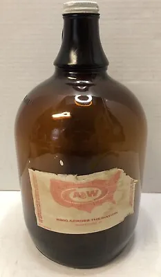 Vintage A&W ROOT BEER Syrup 1 Gallon Amber Glass Jug W/ Paper Label • $40