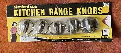 Vintage Oven Range Stove Control - Chrome Knob Replacement Set 5 In Package NOS • $29.97