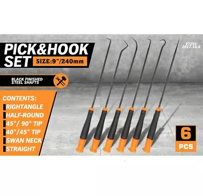 6PCs Extra Long Pick And Hook Set O Ring Seal Puller Remover Mechanic Heavy Duty • $16.89