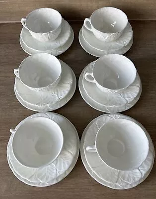 6x Coalport Countryware Cabbage Trio Tea Cup Saucer Side Plate White Bone China • £49.99