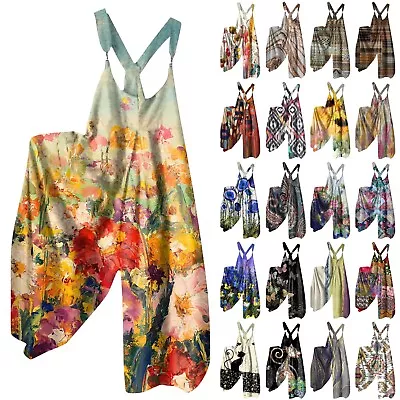 $40.77 • Buy Women Sleeveless Jumpsuit Dungarees Romper Wide Leg Baggy Strappy Playsuit