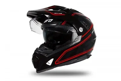 UFO Aries Tourer Crossover Helmet - Black Red Gloss - All Sizes • $126.28