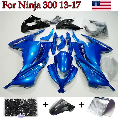 Glossy Blue Fairing Kit +Bolts For Kawasaki Ninja 300 EX300 2013-2017 ABS Body • $399