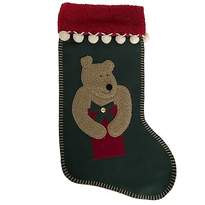 $225 • Buy Woof & Poof Large Christmas Stocking Red Green Bear 1999 Button
