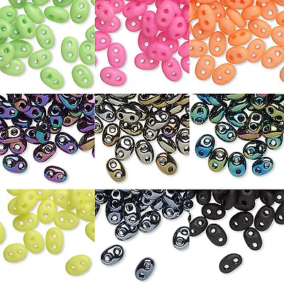 170 Czech Glass Twin Hole 5mm Sapcer Seed Beads With 2 Holes In Opaque Colors • $3.79