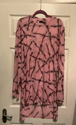 Killstar Tuning Top Pastel Pink Barbed Wire Design Size XS Sold Out  • £19.99