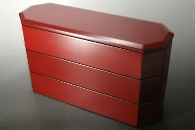 Jubako Echizen Urushi Japanese Lacquer Ware Bento Box Negoro Kikko 3stage Japan • $600