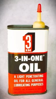 3-IN-ONE OIL Vintage Original Lithographed Embossed Metal Half-Pint Can Preowned • $21