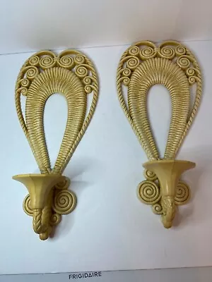 Vintage Burwood 1278-1 Set Of 2 Ivory 17  Wall Sconces Candle Holders E6 • £27.97