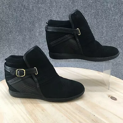 SKCH+3 By Skechers Boots Womens 10 Ankle Booties Black Suede Buckle SN 48033 • $34.44