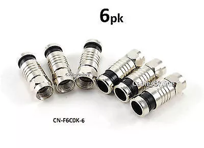 6-PACK F-Type Male RG6 Black Compression Connector For Coax Cable CN-F6C0K-6 • $6.99