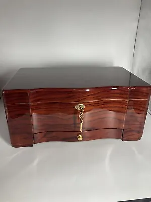 Wood Humidor Jewelry Box Locking Taiwan Gorgeous Large Heavy • $95