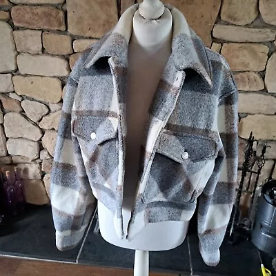 $57.05 • Buy Bershka Plaid Crop Check Jacket  Multi Size L NEW