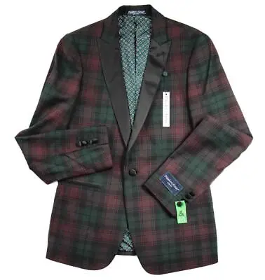 $98.98 • Buy Paisley & Gray Mens 42R Sport Coat Tuxedo Style Jacket Slim Fit Wineberry $275