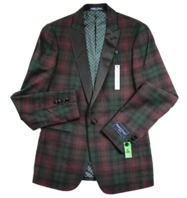 $98.98 • Buy Paisley & Gray Mens 42R Sport Coat Tuxedo Style Jacket Slim Fit Wineberry $275