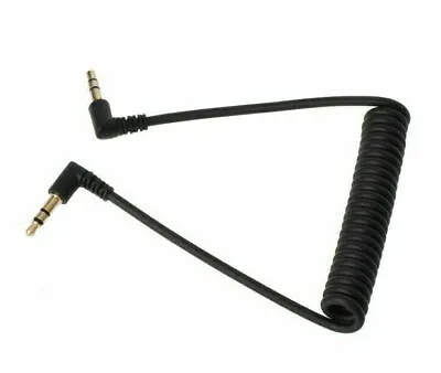 3 Pole Angled 3.5mm Jack Male To Male Stereo Audio Aux Retractable Coiled Cable • £4.95