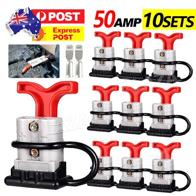 $22.95 • Buy 10x Anderson Style Plug Connectors 50 AMP T Handle Dust Cap Cover Solar
