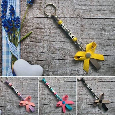 £2.75 • Buy Personalised Bow Bead Keyrings | ANY NAME | School Party Bag Tag | BK2