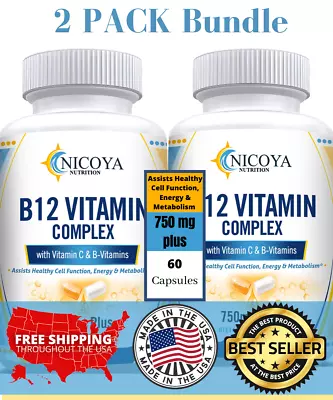 Vitamin B-12 Complex B Vitamins For Energy Cardio Eyes & Nervous System 2PK • $21