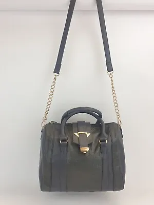 MATALAN Bag Ladies Womens Black Chain Strap Faux Leather Handbag • £10.32
