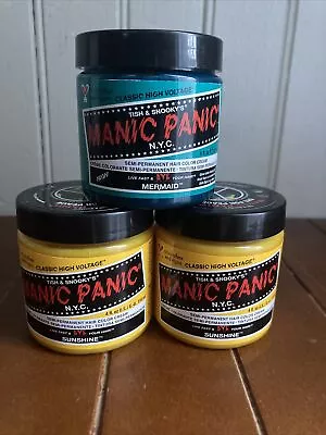 Three Manic Panic Hair Dye Semi-Permanent Hair Color 4oz (Sunshine) (Mermaid) • $20