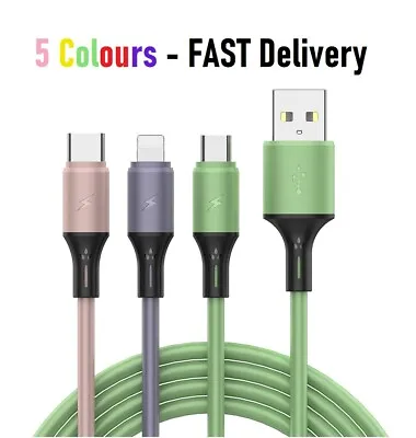 3 In 1 Charging USB Cable Charger Phone Type-C Micro IOS Multi Head ALL Phones • £3.99