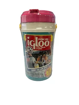 NOS Igloo 1/2 Half Gallon Water Jug Vintage Retro Cooler Pink Yellow Teal 1992  • $25