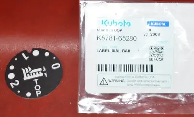 NEW Kubota Deck Height Dial Label Dial Bar Sticker K5781-65280 Genuine OEM • $16.86