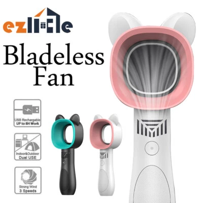$16.98 • Buy Portable Fan Summer Small Handy Bladeless Cooler Desk Fan No Leaf USB Hand Held