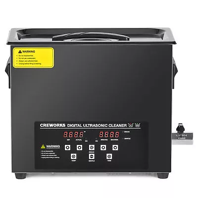 CREWORKS 6L Black Titanium Steel Ultrasound Cleaner With Digital Timer & Heater • $129.99