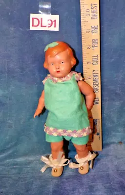 Vintage 1950s German Celluloid Minerva Toddler Doll W Orig Costume DL91 • $14.99