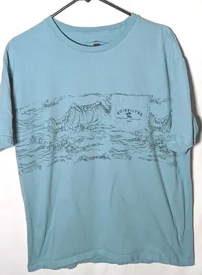 Quicksilver Waterman Collection Men’s Logo Blue Fish Fishing T Shirt Size Large • $14.98