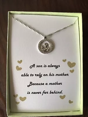 Mother And Son Silver Necklace W/ Love Poem/Gift • $12.76