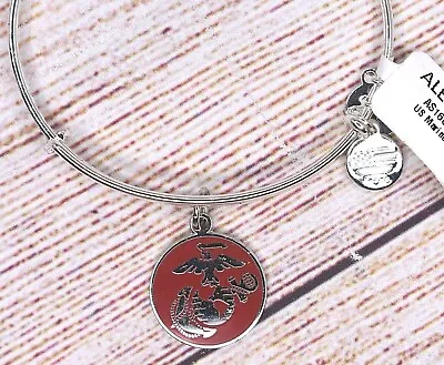 NEW NWT Alex And Ani Red US Marine Corps Shiny Silver Bracelet • $23.74