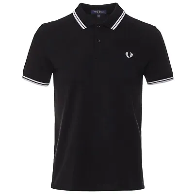 NWT - Fred Perry M3600 Twin Tipped Polo Shirt - Black/White - Sizes : M - XXXL • $59.99