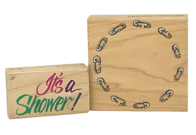 Baby Shower Rubber Stamps DIY Invitations Stampede Collection Wood Mounted 2X • $7.75