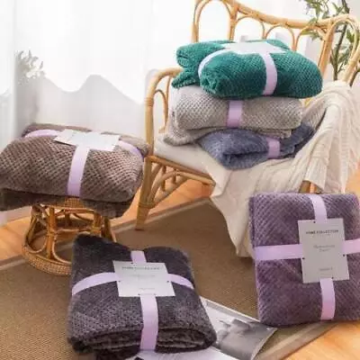 £14.95 • Buy High Quality Popcorn Waffle Blanket Large Warm Fleece Throw Over Bed Travel UK
