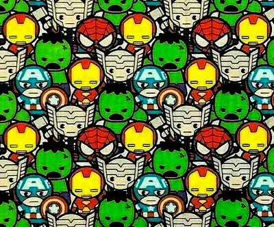 $8.99 • Buy Marvel Kawaii Character Avengers Superheroes Quilting Cotton Fabric  By The Yard