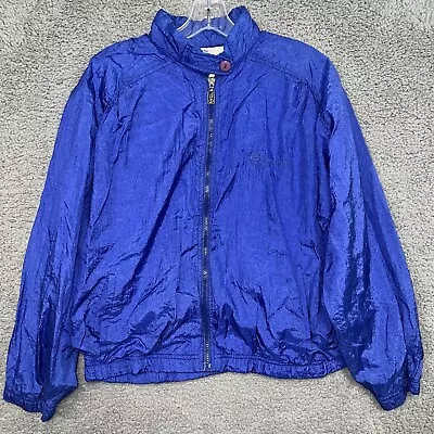 VTG Sergio Tacchini Women's 90s Size 8 Blue Windbreaker Full Zip Track Jacket • $24.87