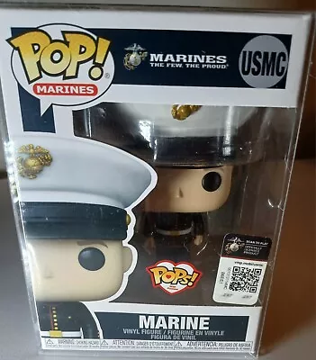 FUNKO POP U.S. Marine Corps Figure In  Dress Blues With Clear  Protector Cover • $91.50