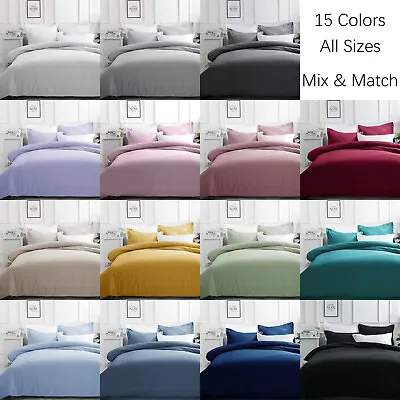 $29.95 • Buy 1000TC Quilt Cover / European Pillowcases Plain Solid Color Ultra Soft 15 Colors