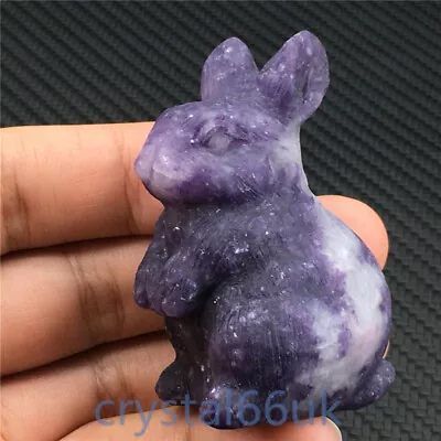 2 + Natural Lepidolite Rabbit Carved Quartz Crystal Skull Reiki Healing 1PC • £22.80